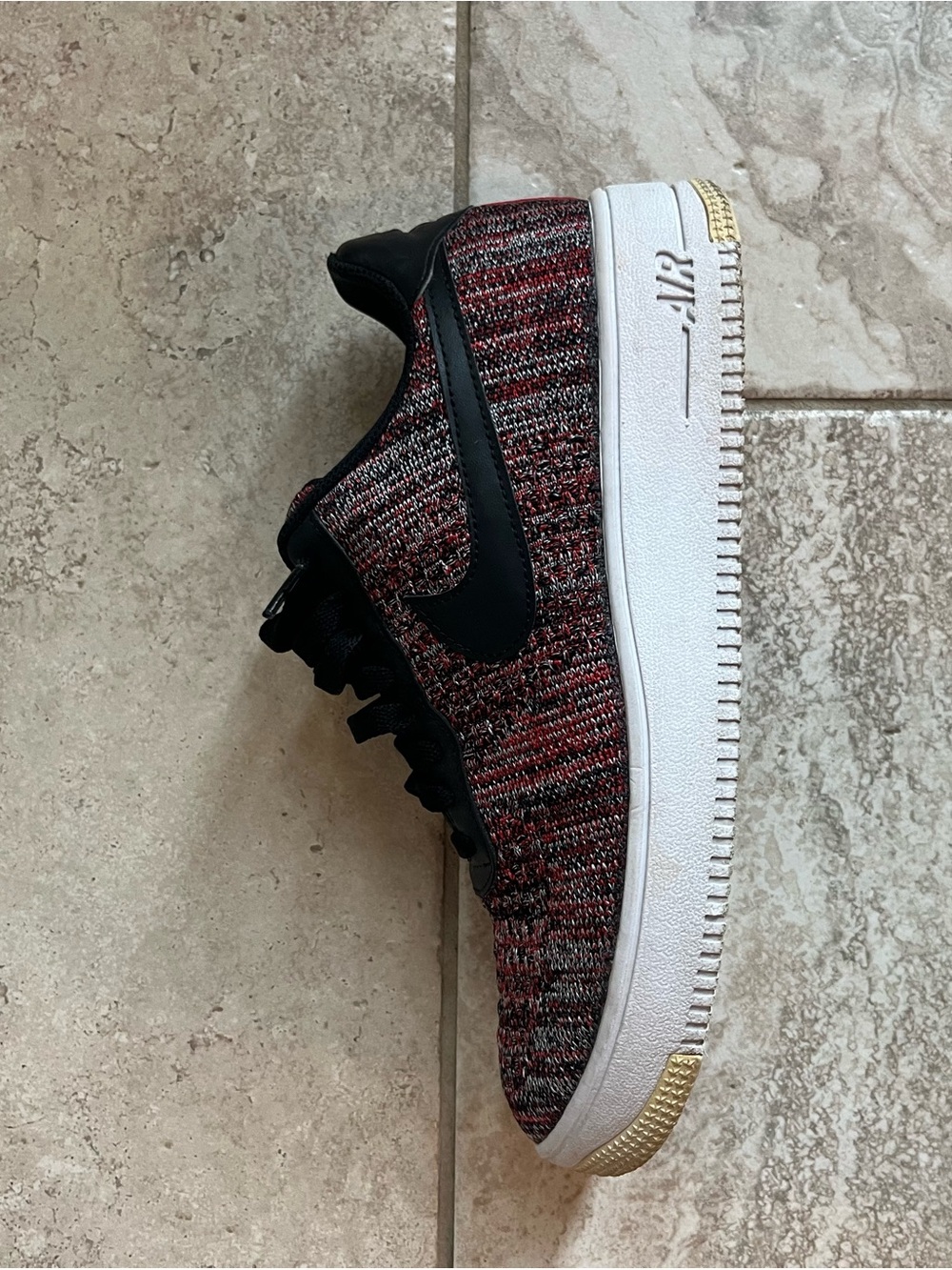Nike Air Force 1 Men's Red & Black Knit Low-Top Sneaker